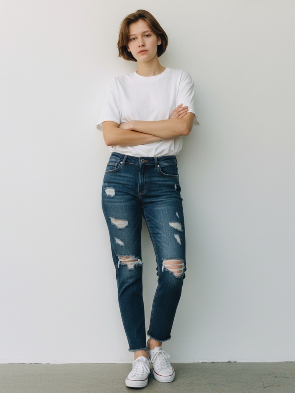 Old Navy Women's Dark Blue Rockstar High Rise Distressed Skinny Jeans